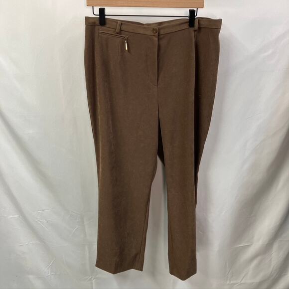 Vintage 80's Doncaster Pant Suit Set womens 14 Soft Faux Suede Classic Brown - Picture 10 of 16